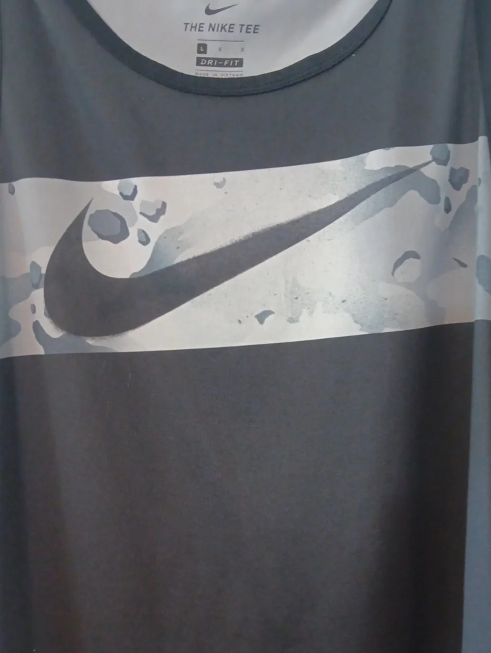 Nike Black Tank Top with Gray Swoosh Panel